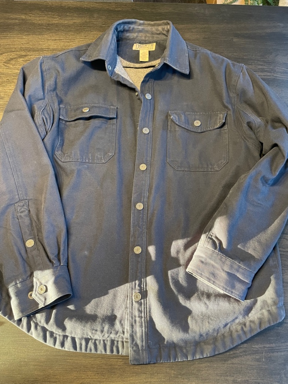 Duluth Trading Co Navy Heavyweight Fleecd Lined Jacket
